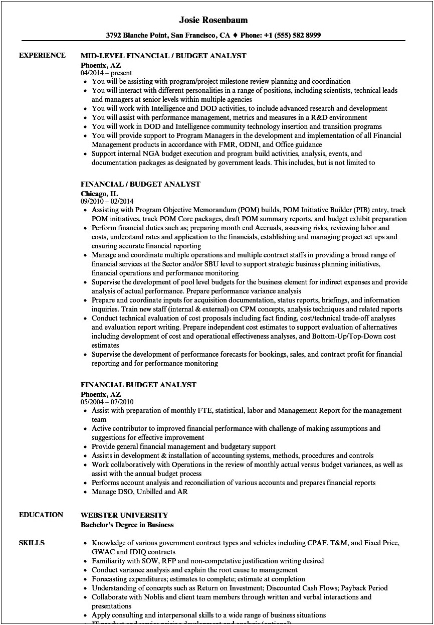 Best Entry Level Financial Analyst Resume