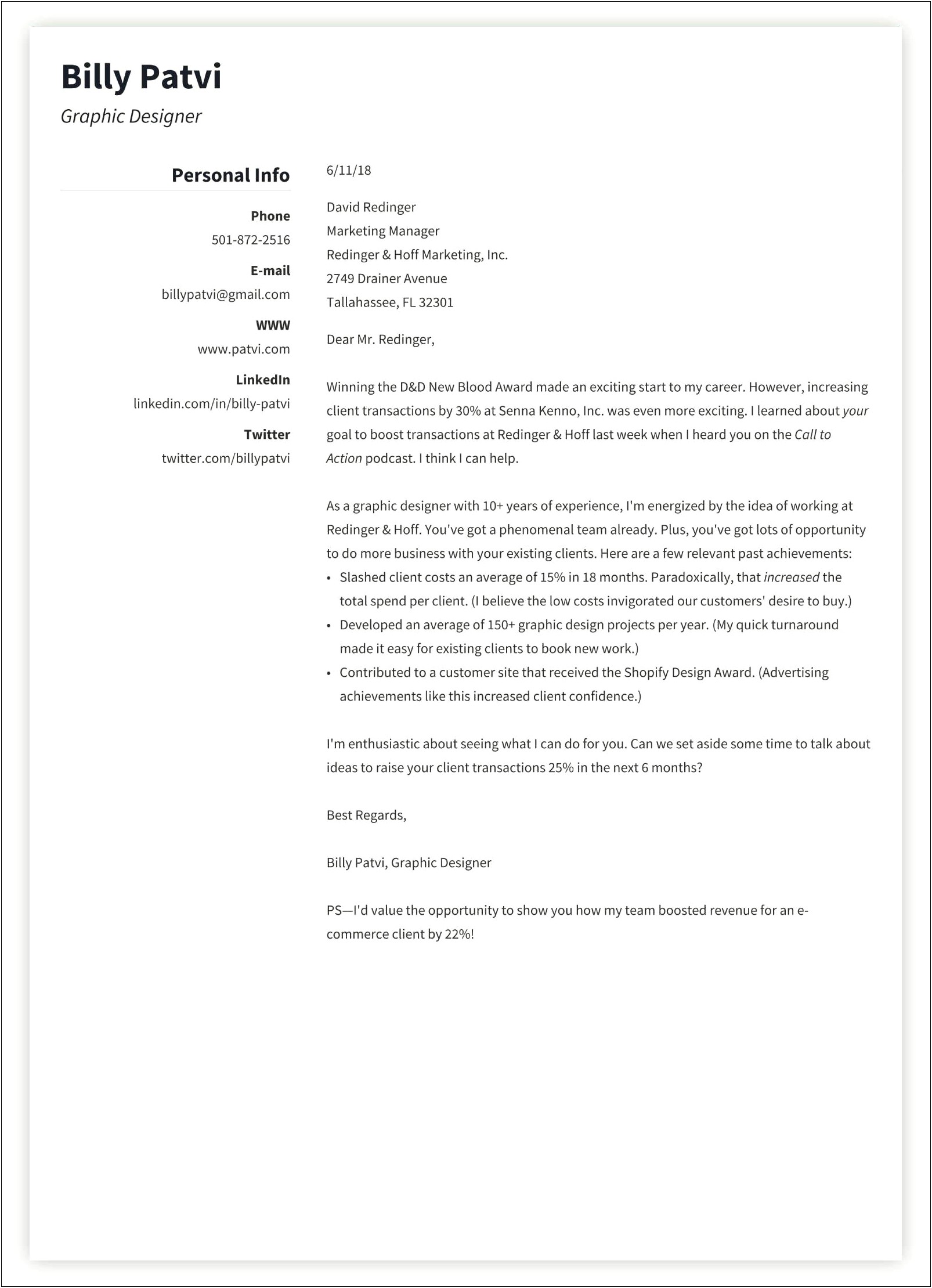 Best Examples Of Cover Letters Foe A Resume