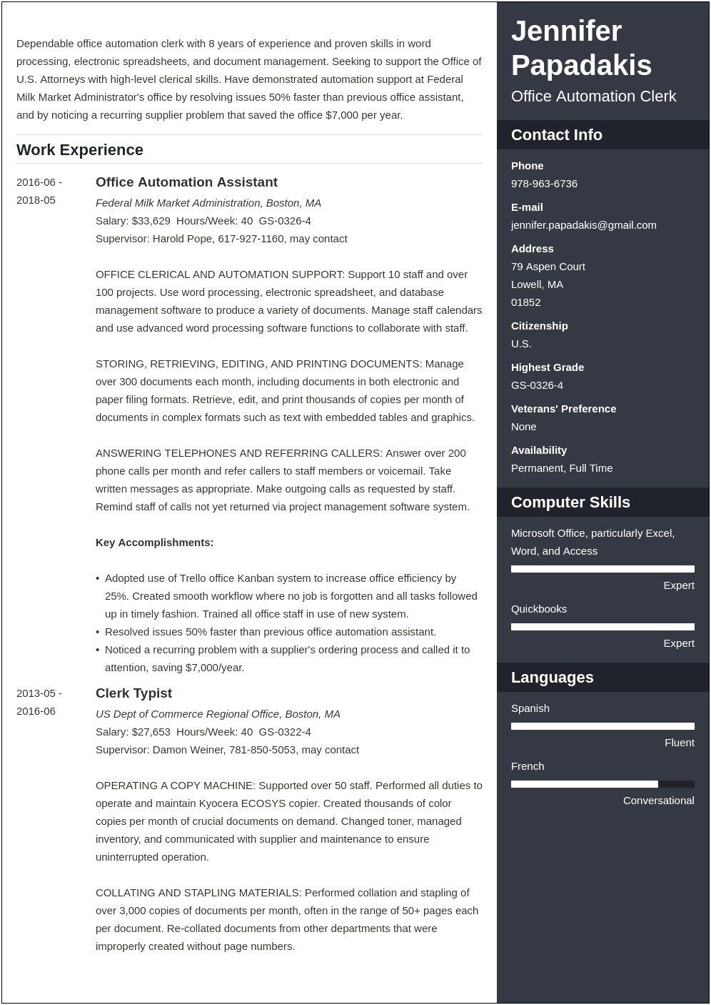 Best Federal Resume Template 2018