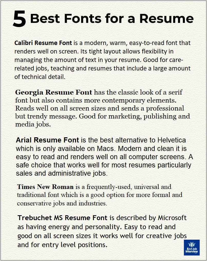 Best Font And Font Size For Resume 2019