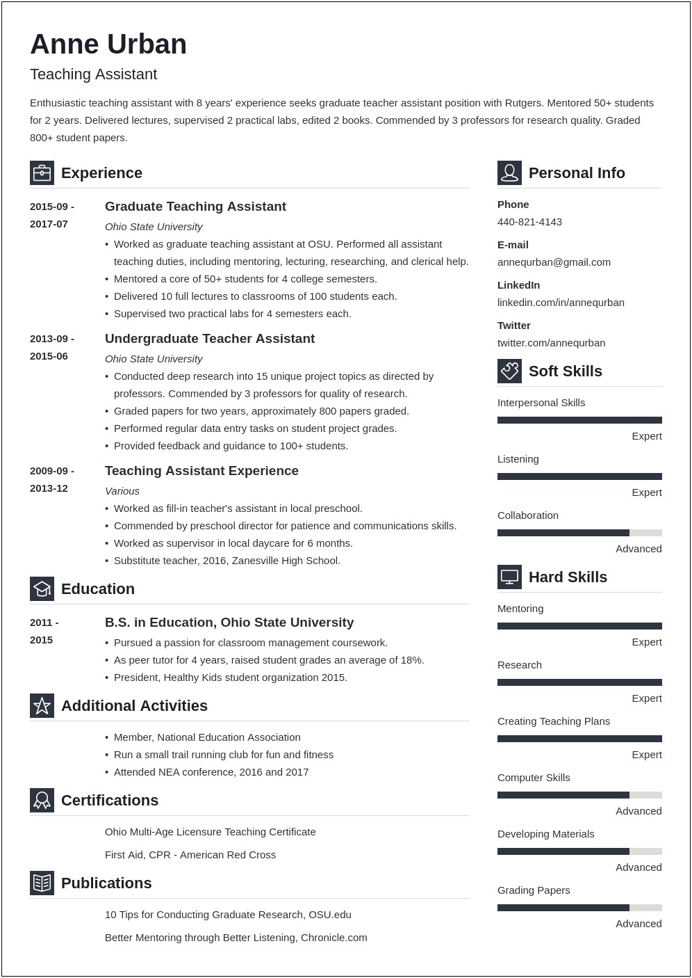 Best Font And Font Size For Resume