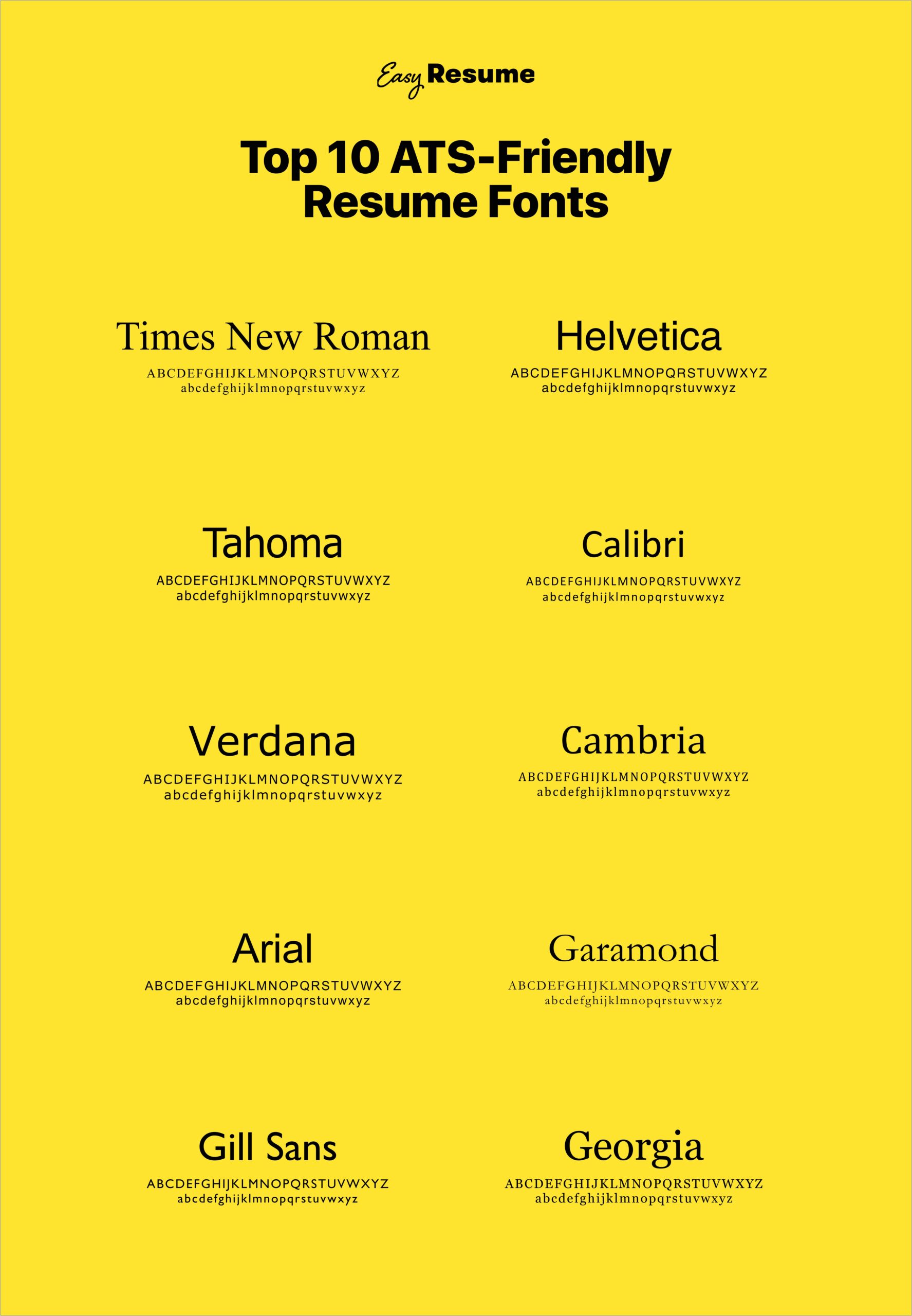 Best Font And Size For Resume 2019