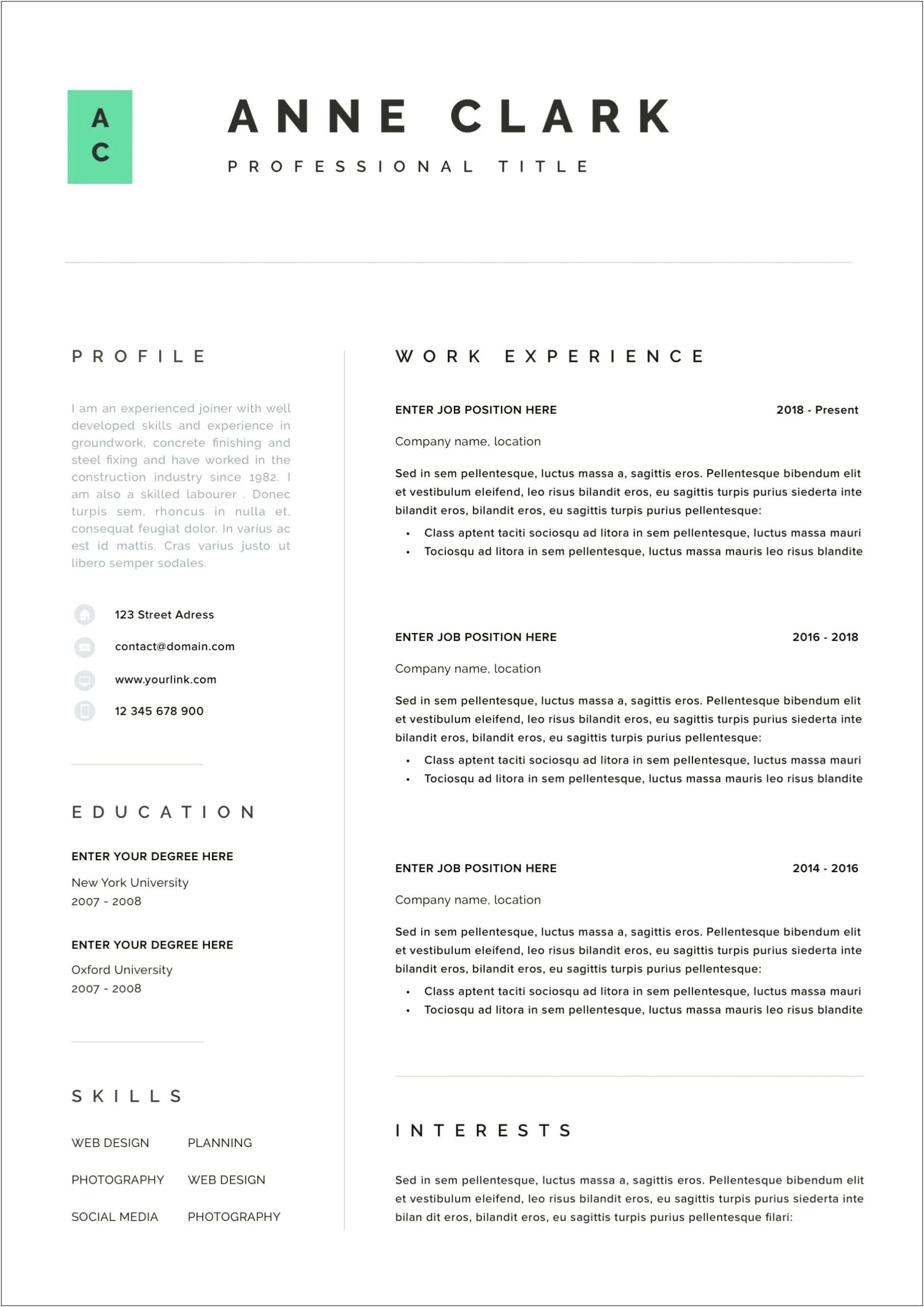 Best Font For Architecture Resume