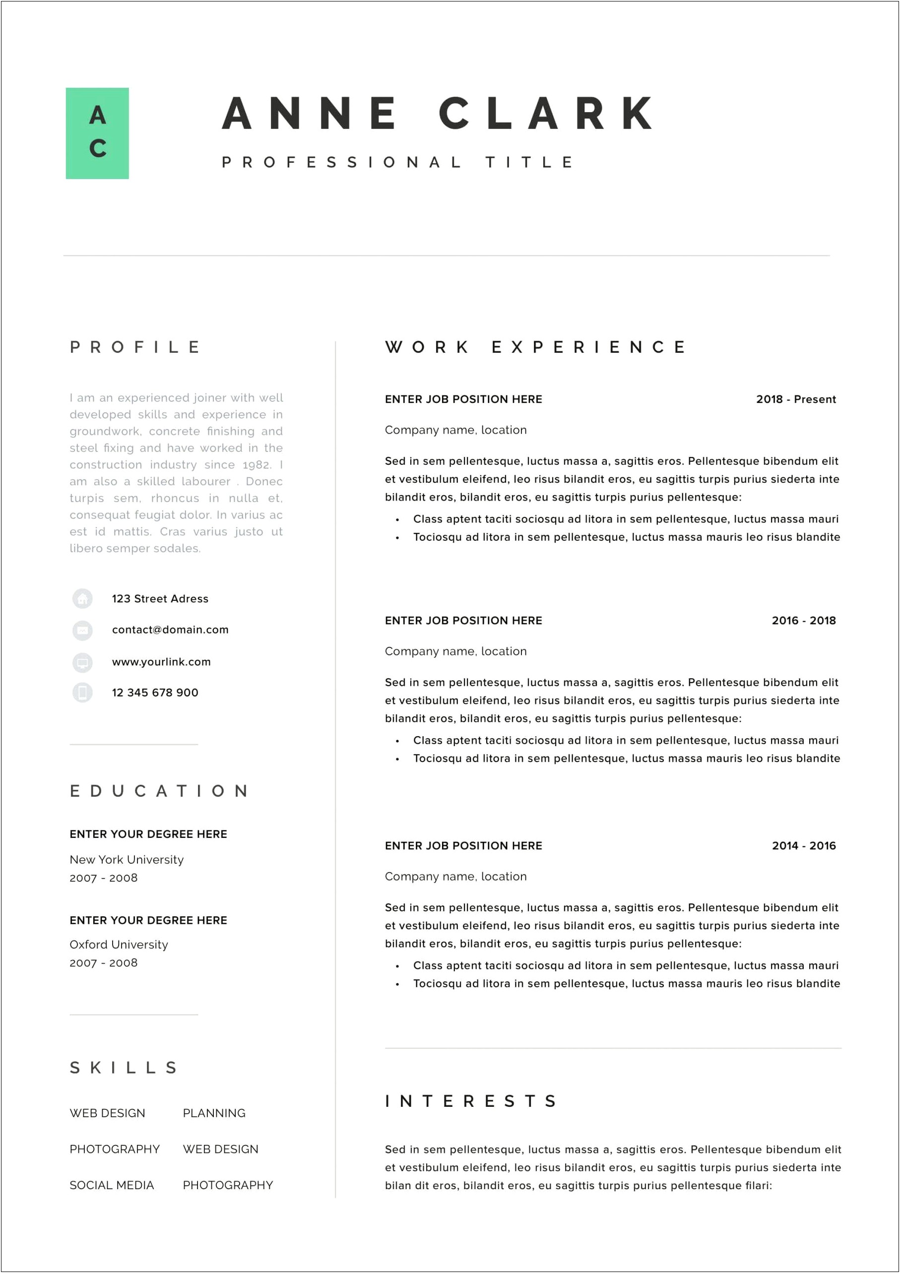 Best Font For Architecture Resume