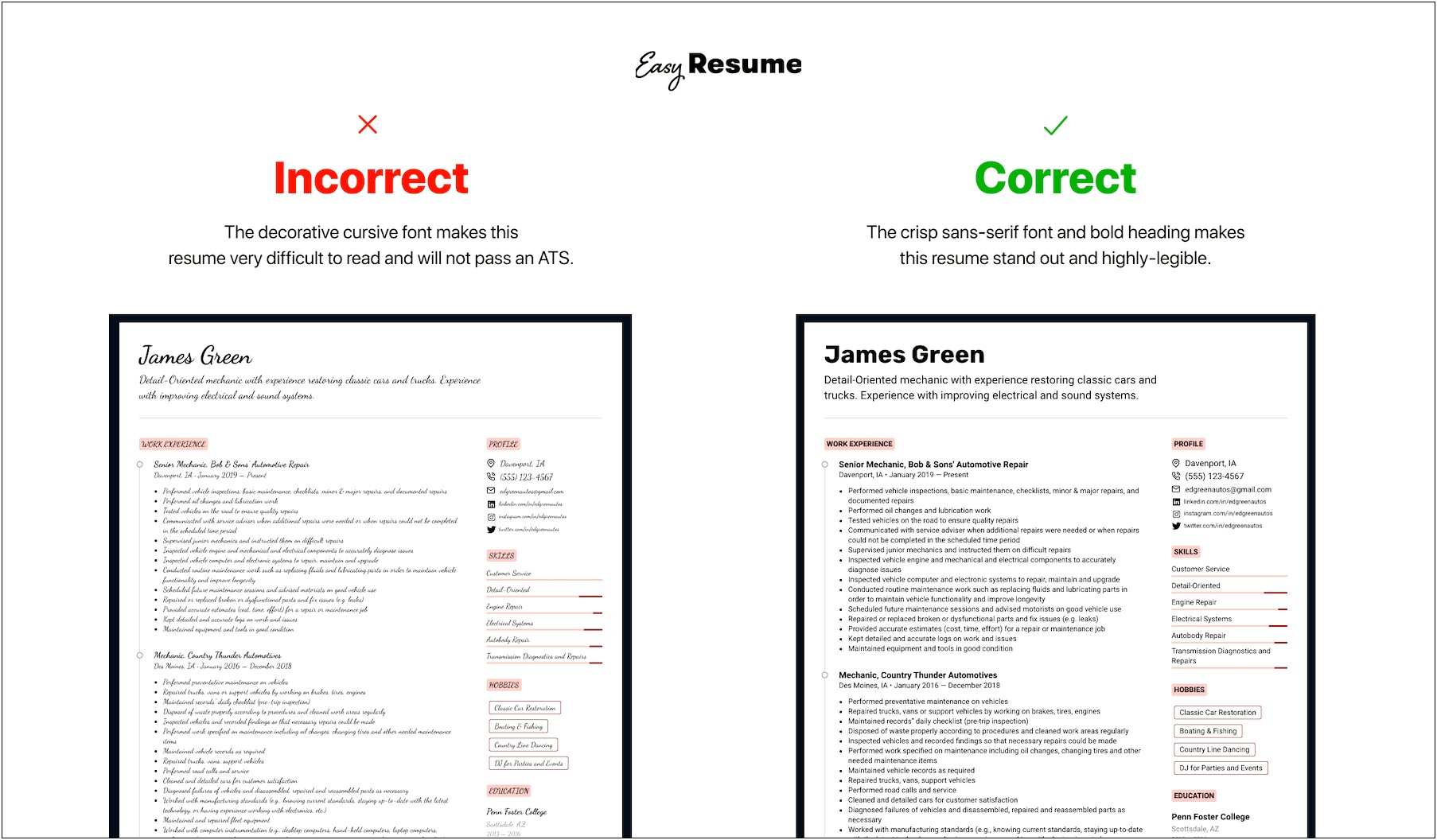 Best Font Style And Size For Resume