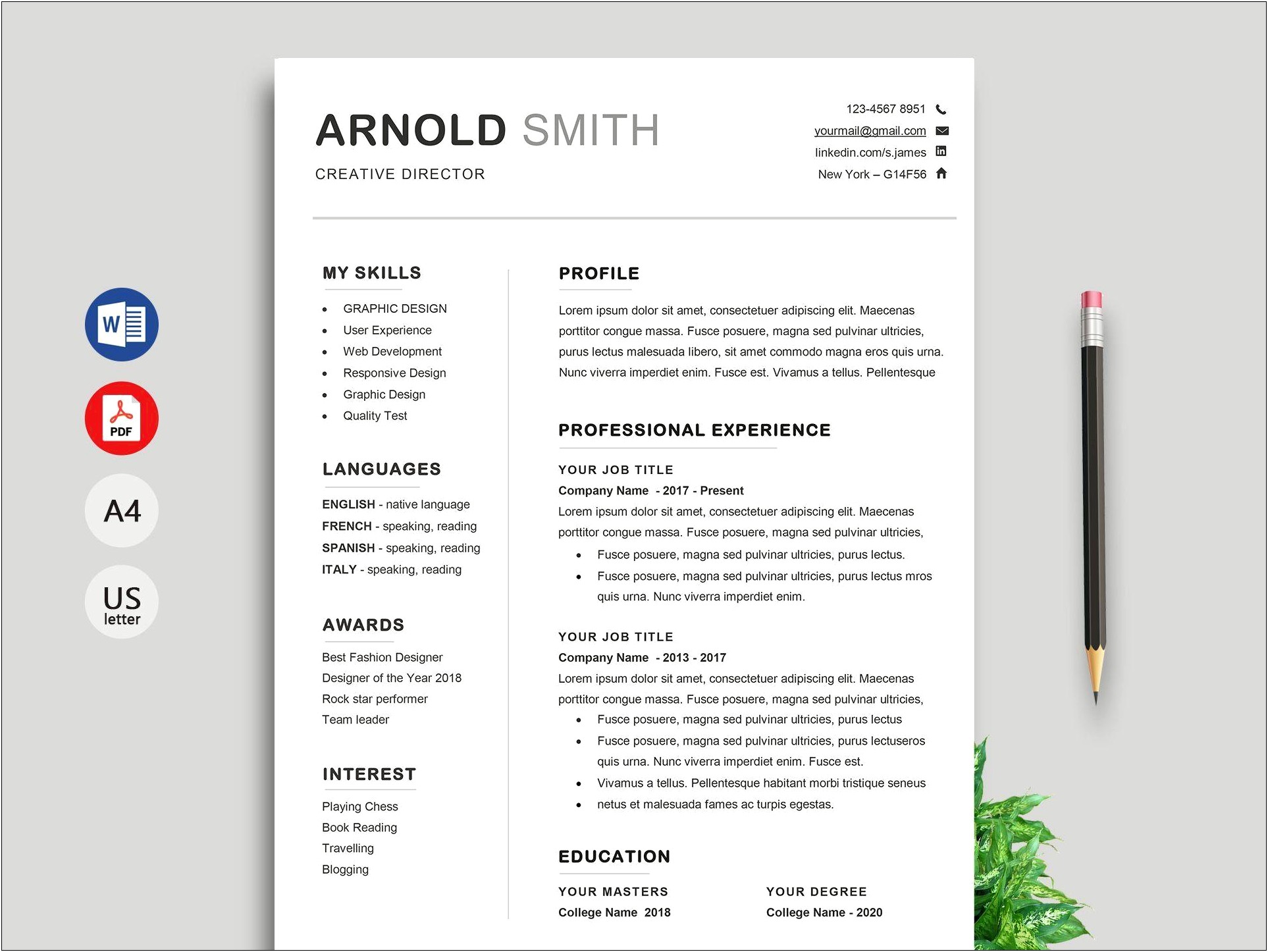 Best Free Resume Templates Docx For Word 2018