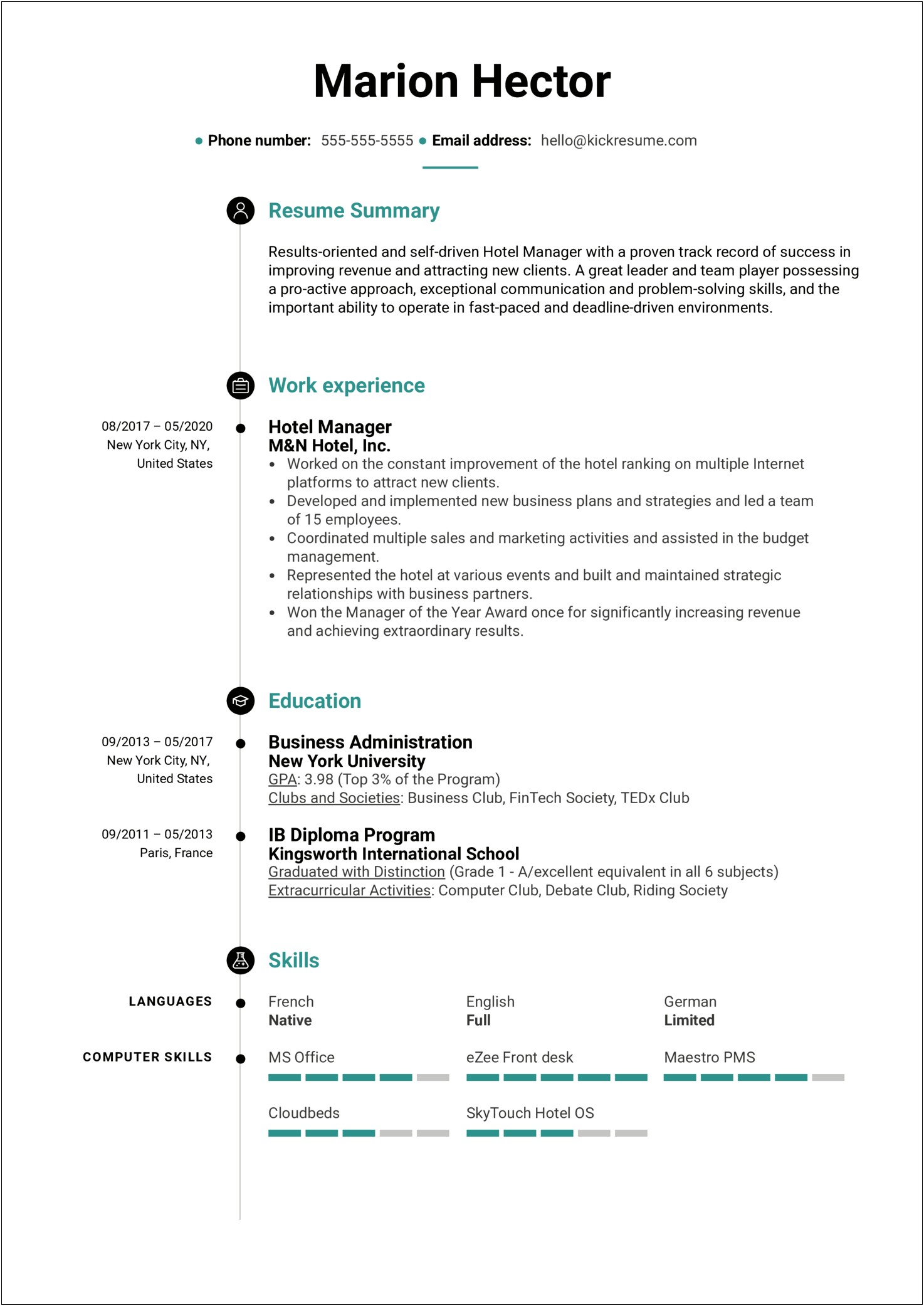 Best Front Office Manager Resume