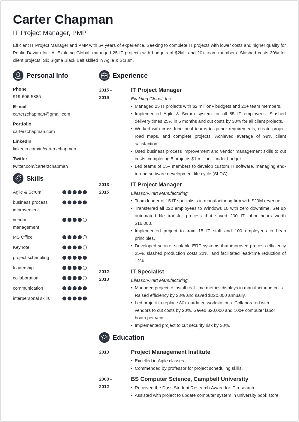 Best It Project Manager Resume