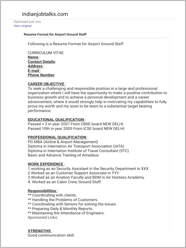 Best Objective For Cabin Crew Resume