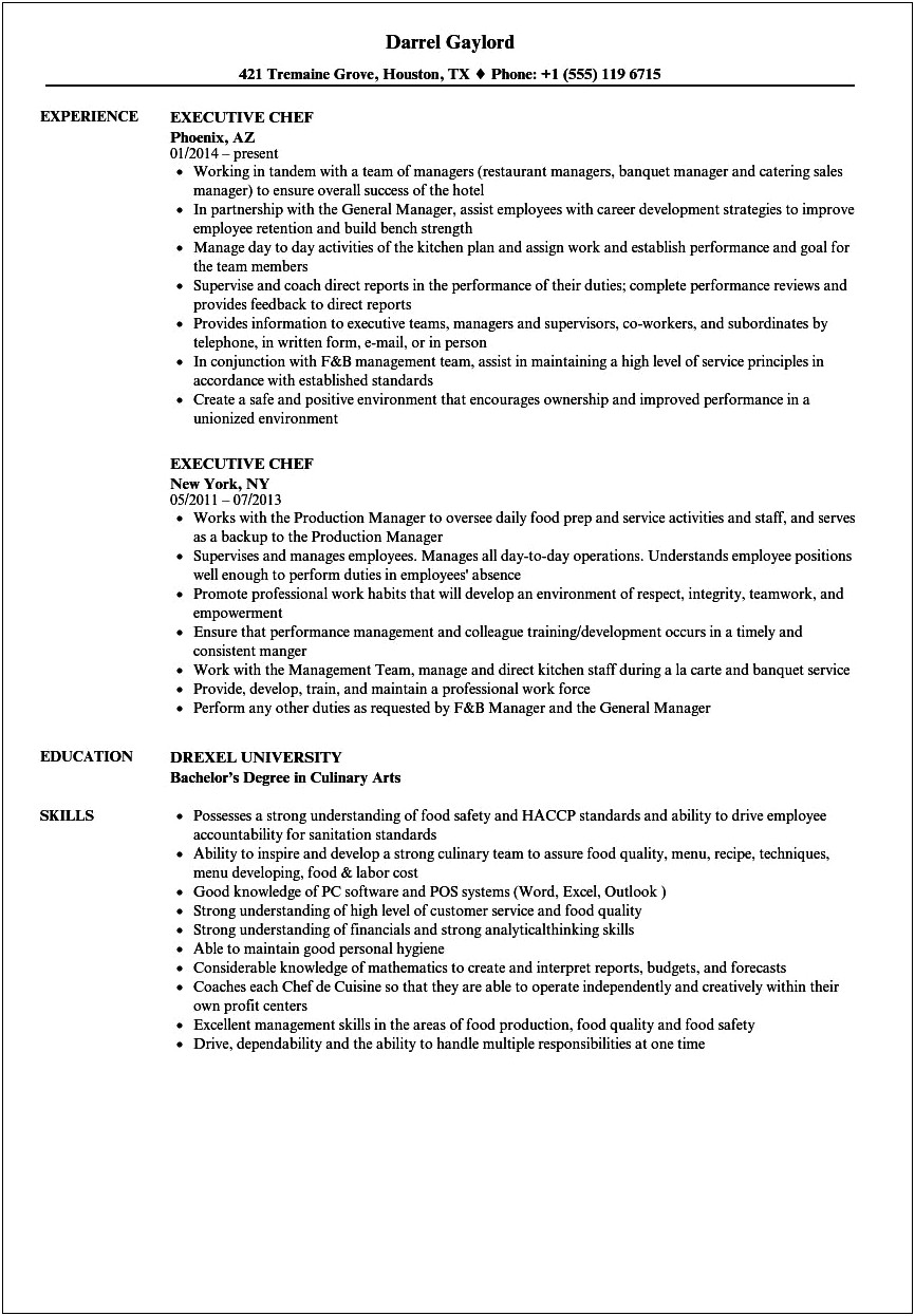 Best Objective For Chef Resume