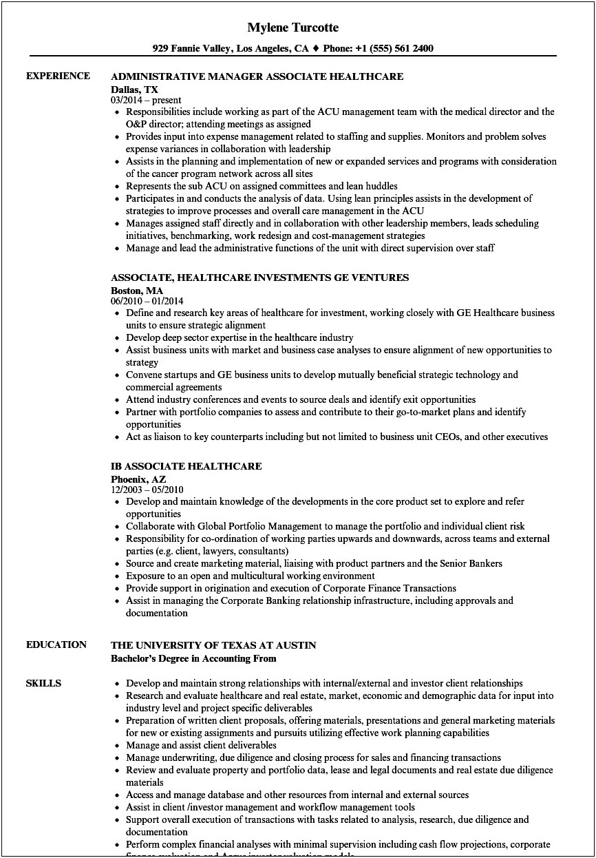 Best Objective For Healthcare Resume