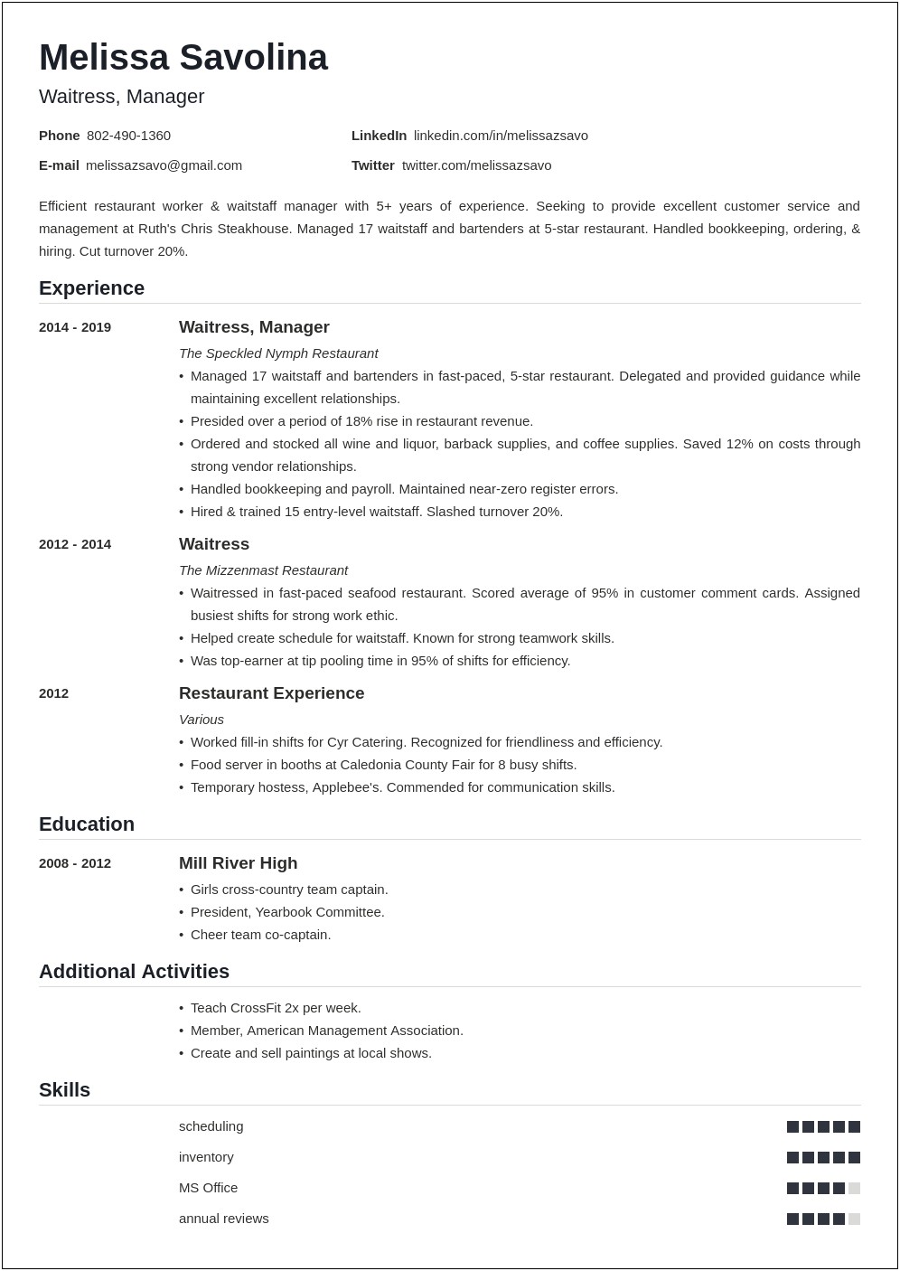 Best Objectives For Chef Resume
