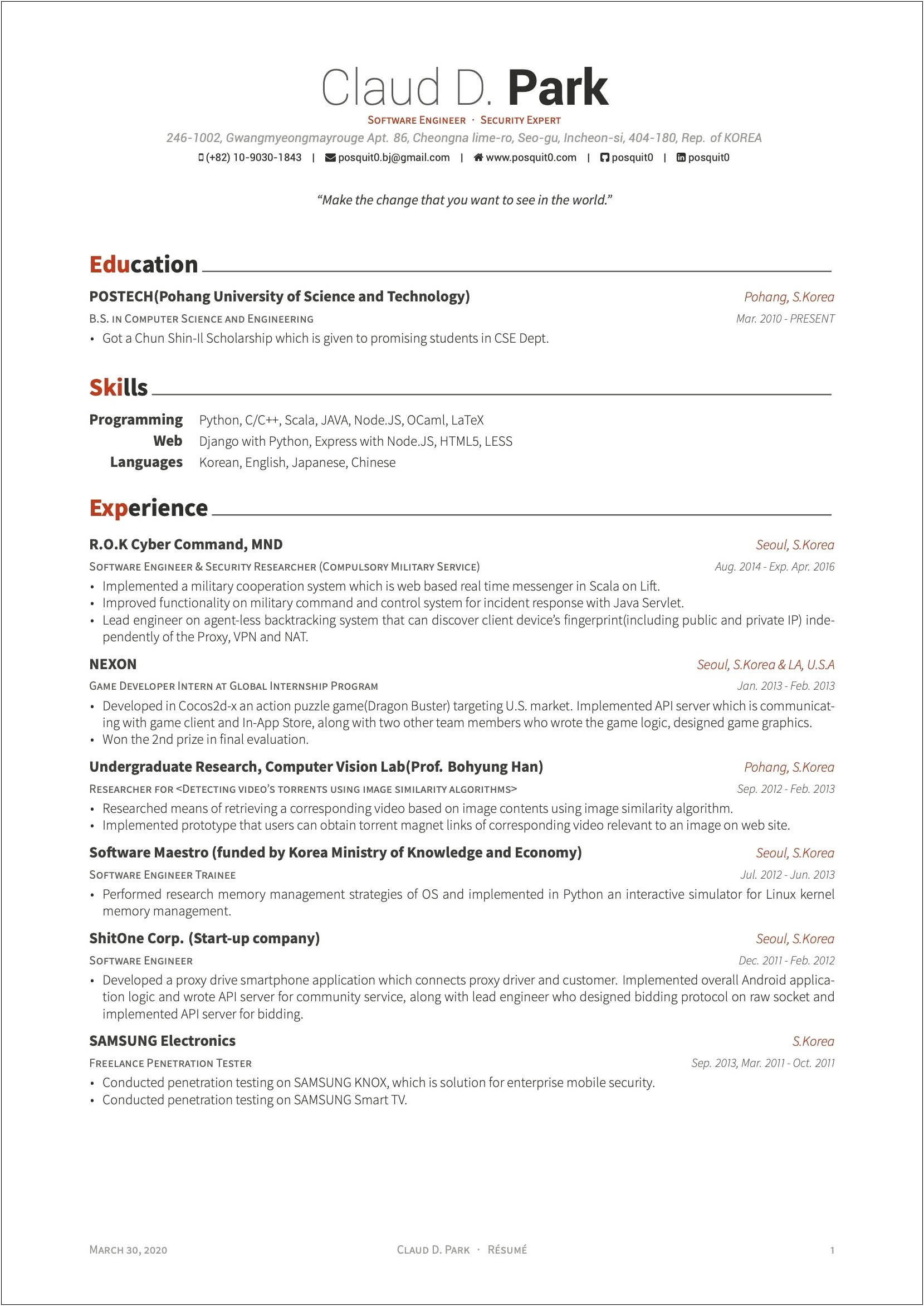 Best One Page Resume Templates Free