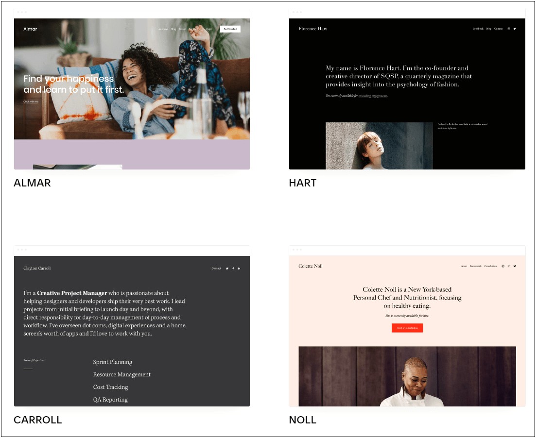 Best One Page Squarespace Personal Resume Websites