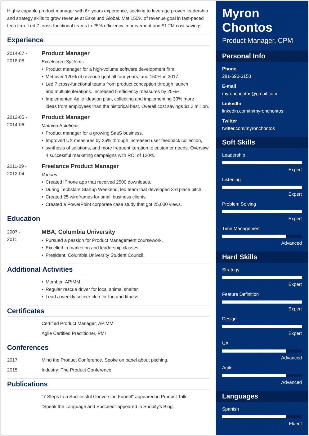 Best Product Manager Resume 2018
