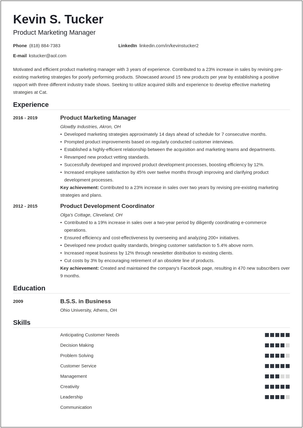 Best Product Marketing Manager Resumes