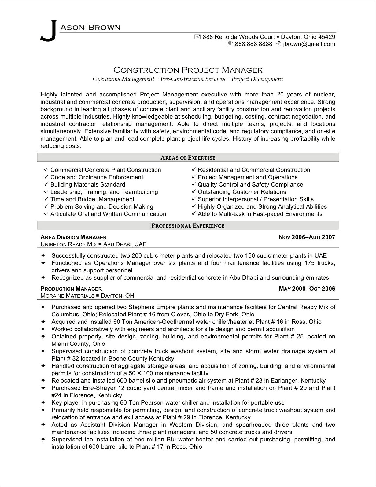 Best Resume Attributes For Construction Project Engineer