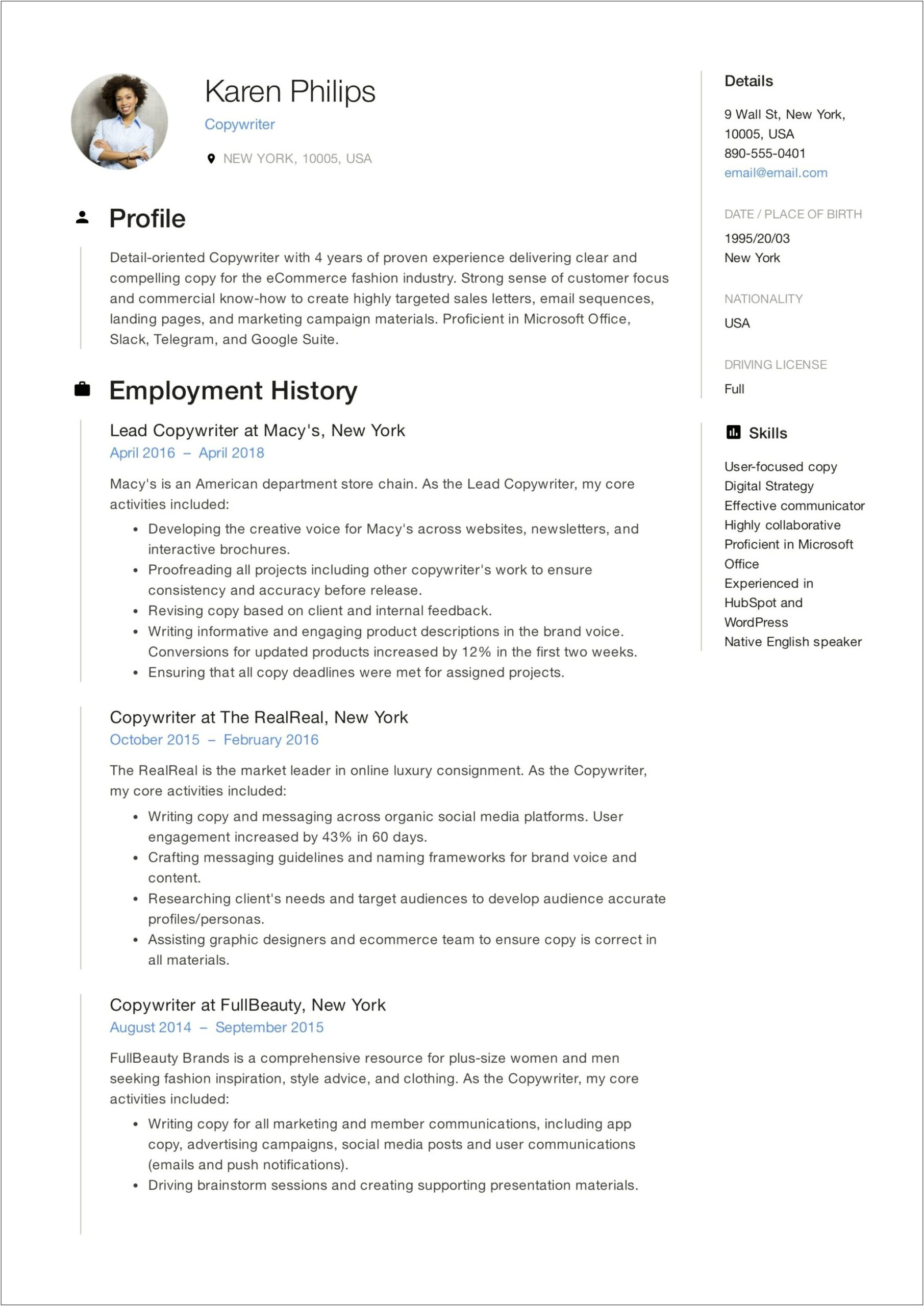 Best Resume Examples For Advertising
