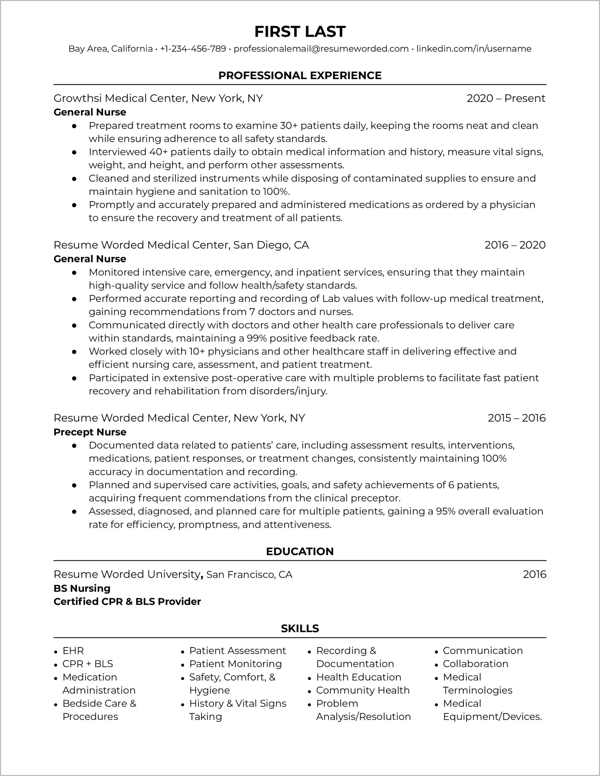 Best Resume Examples For Nurses