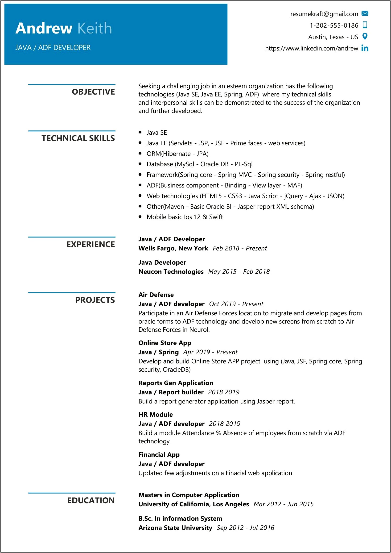 Best Resume For 2 Years Experience In Java