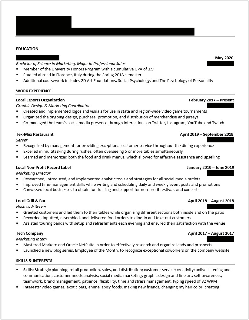 Best Resume For College Graduate After Months
