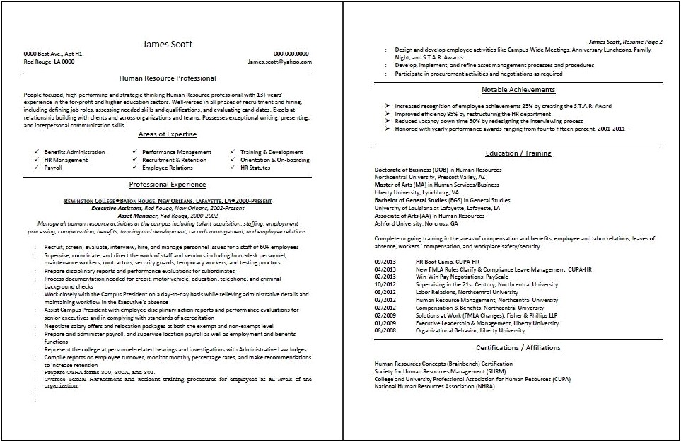 Best Resume For Human Services