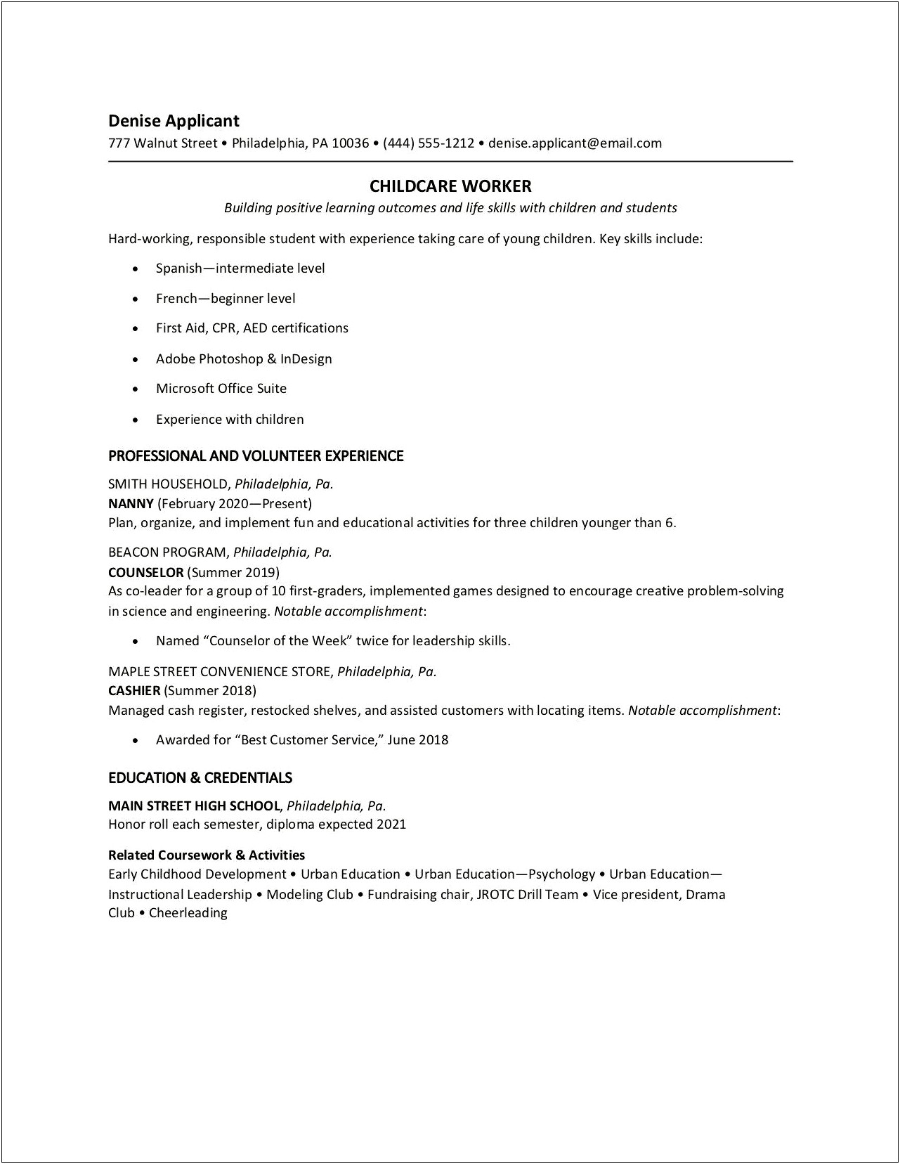 Best Resume For Part Time Job