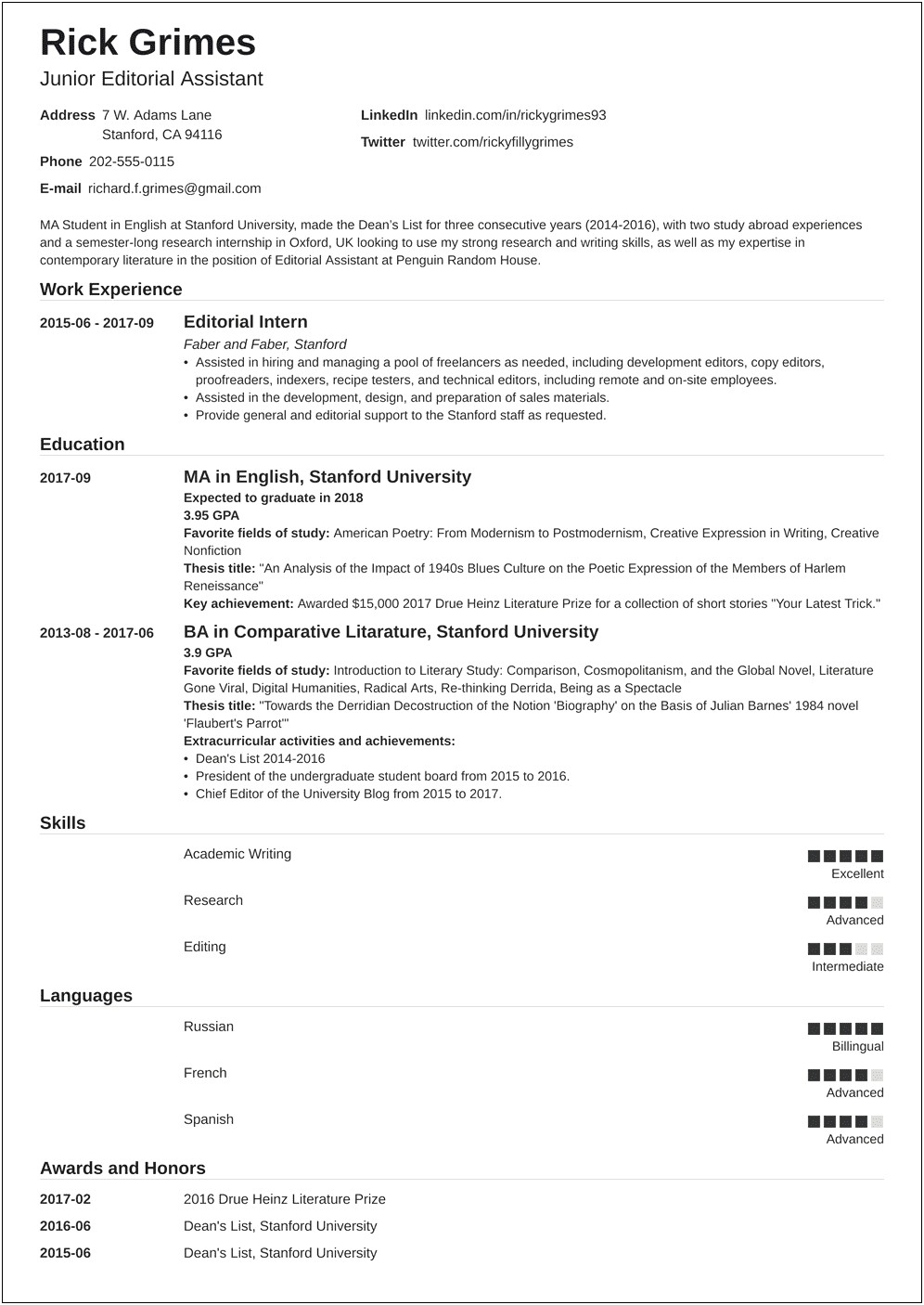 Best Resume Format For Entry Level People