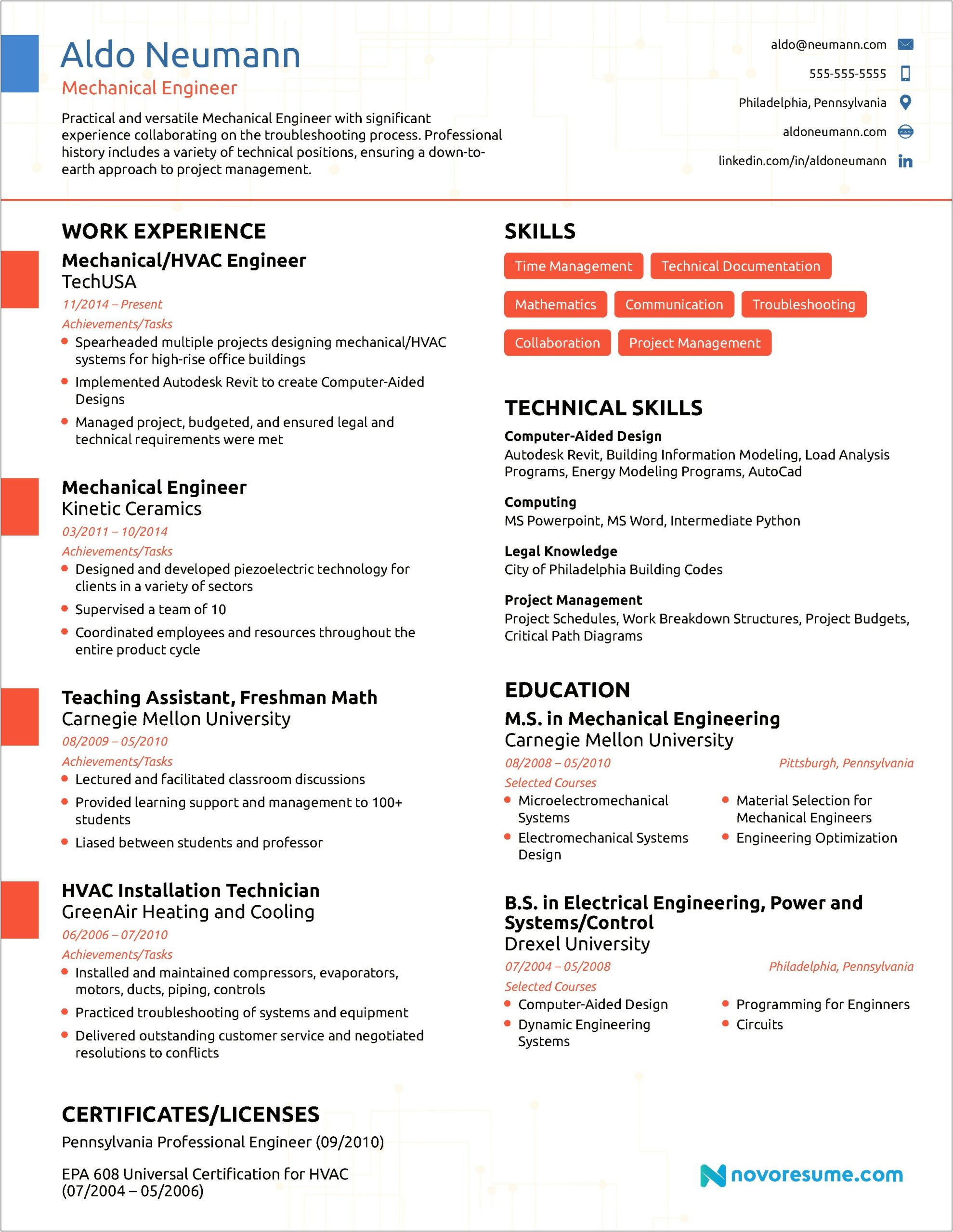 Best Resume Format For It Engineers