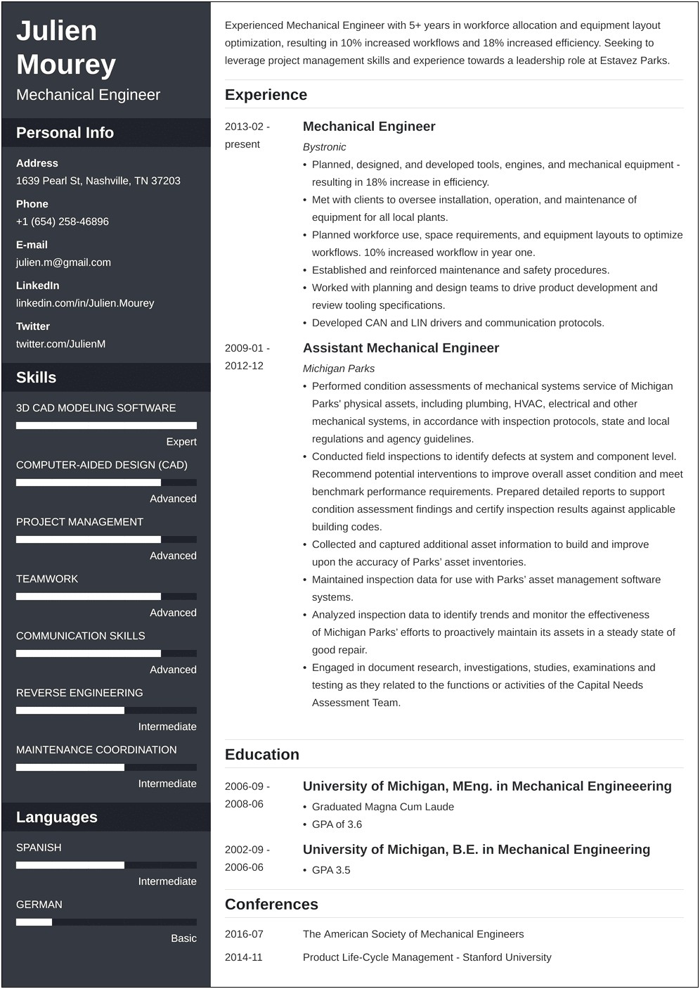 Best Resume Format For Mechanical Engineering Students