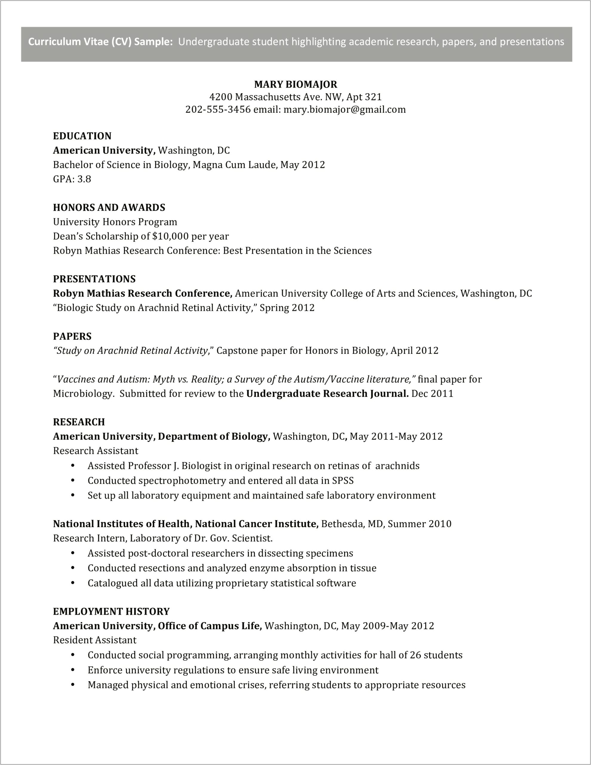 Best Resume Format For Undergraduate Students