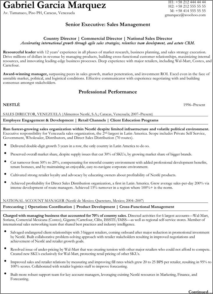 Best Resume Format Senior Executive