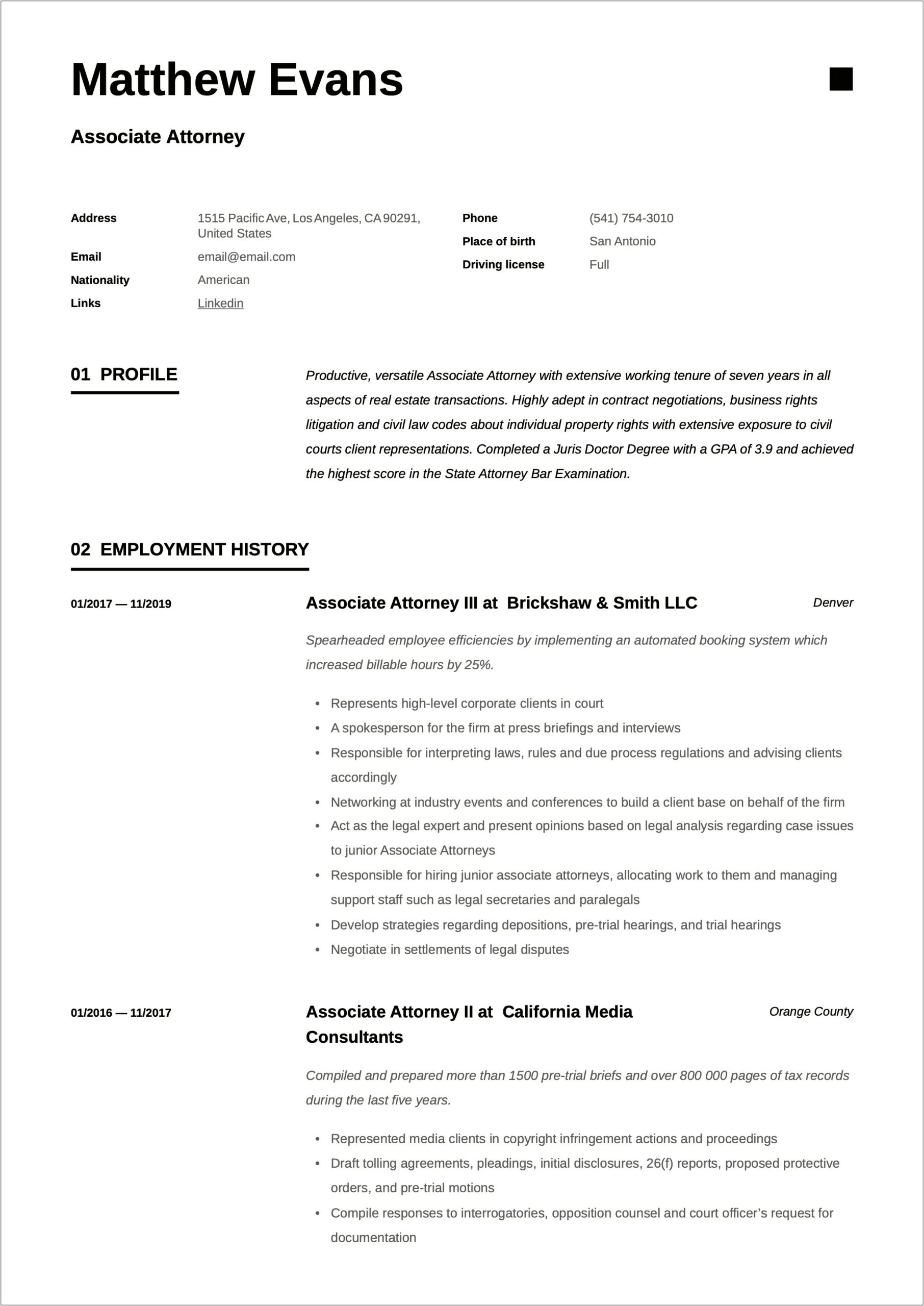 Best Resume Formats For Junior Associates Lawyers