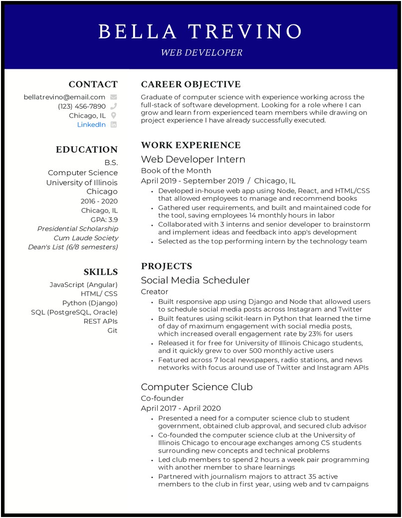 Best Resume Sample For Graduate School