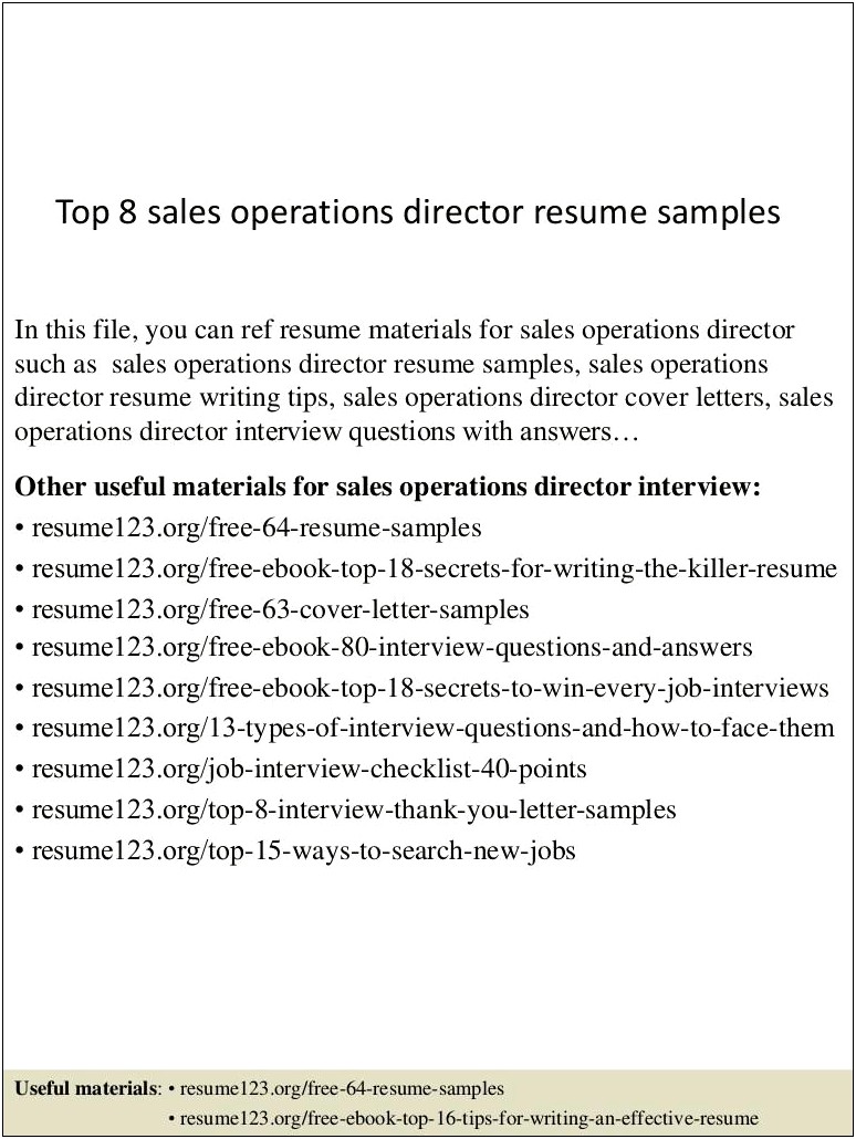 Best Resume Samples Director Of Sales