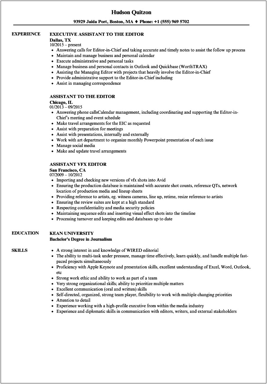 Best Resume Style For Editorial Assistant