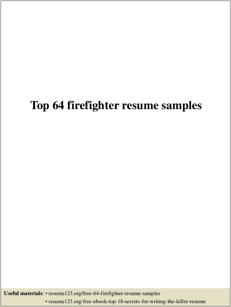 Best Resume Template For Firefighter