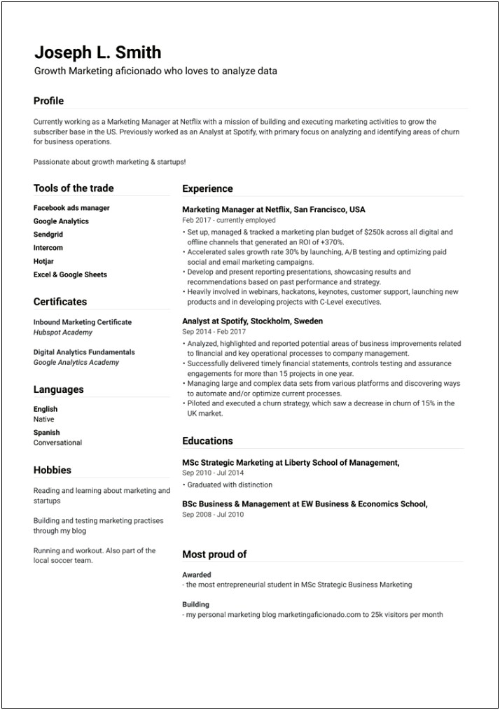 Best Resume Template For Jobs In Usa