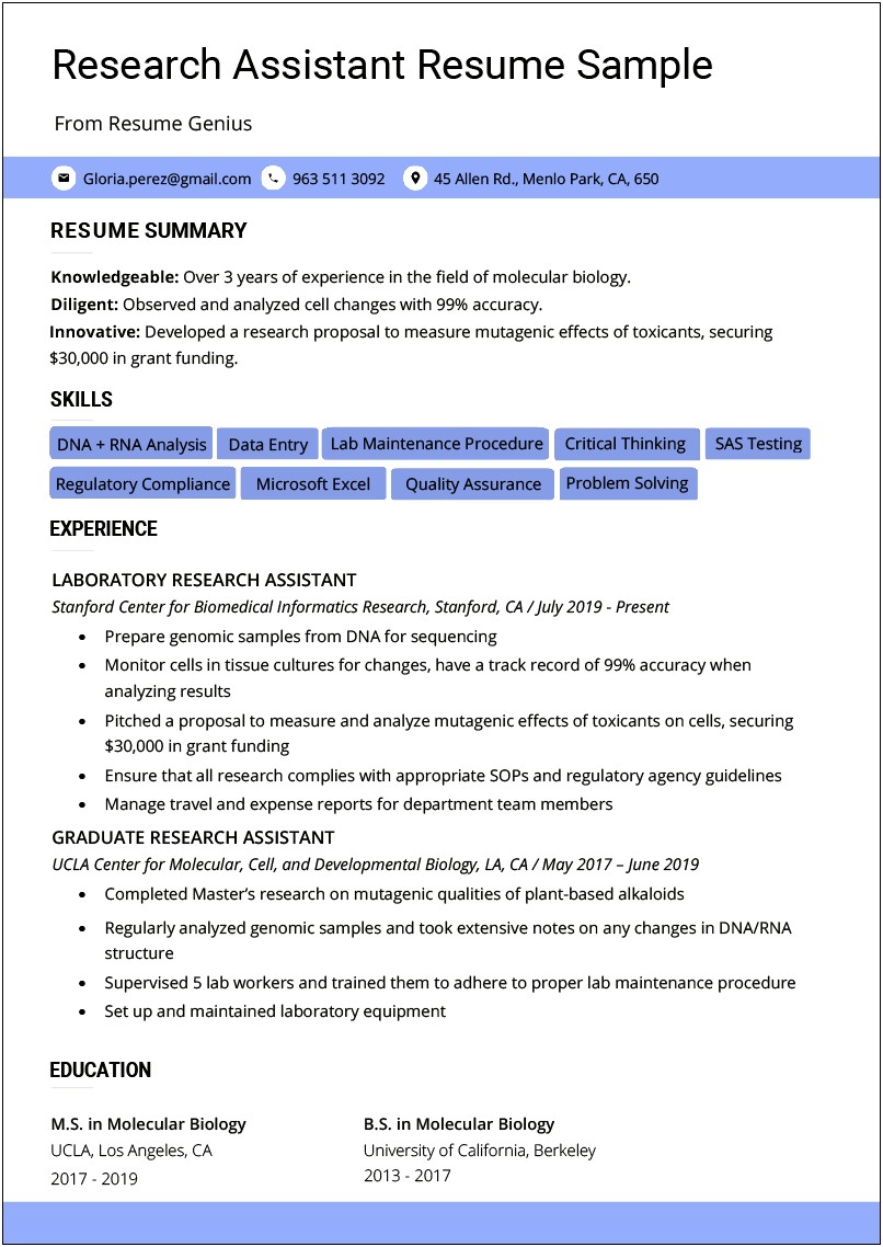 Best Resume Template For Research