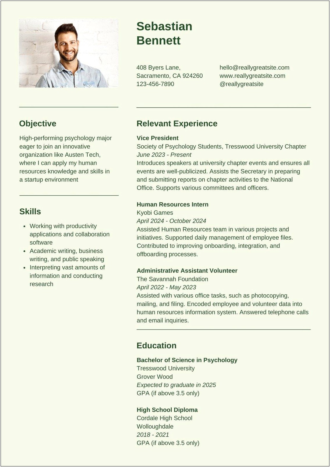 Best Resume Templates For College Students Internships Business