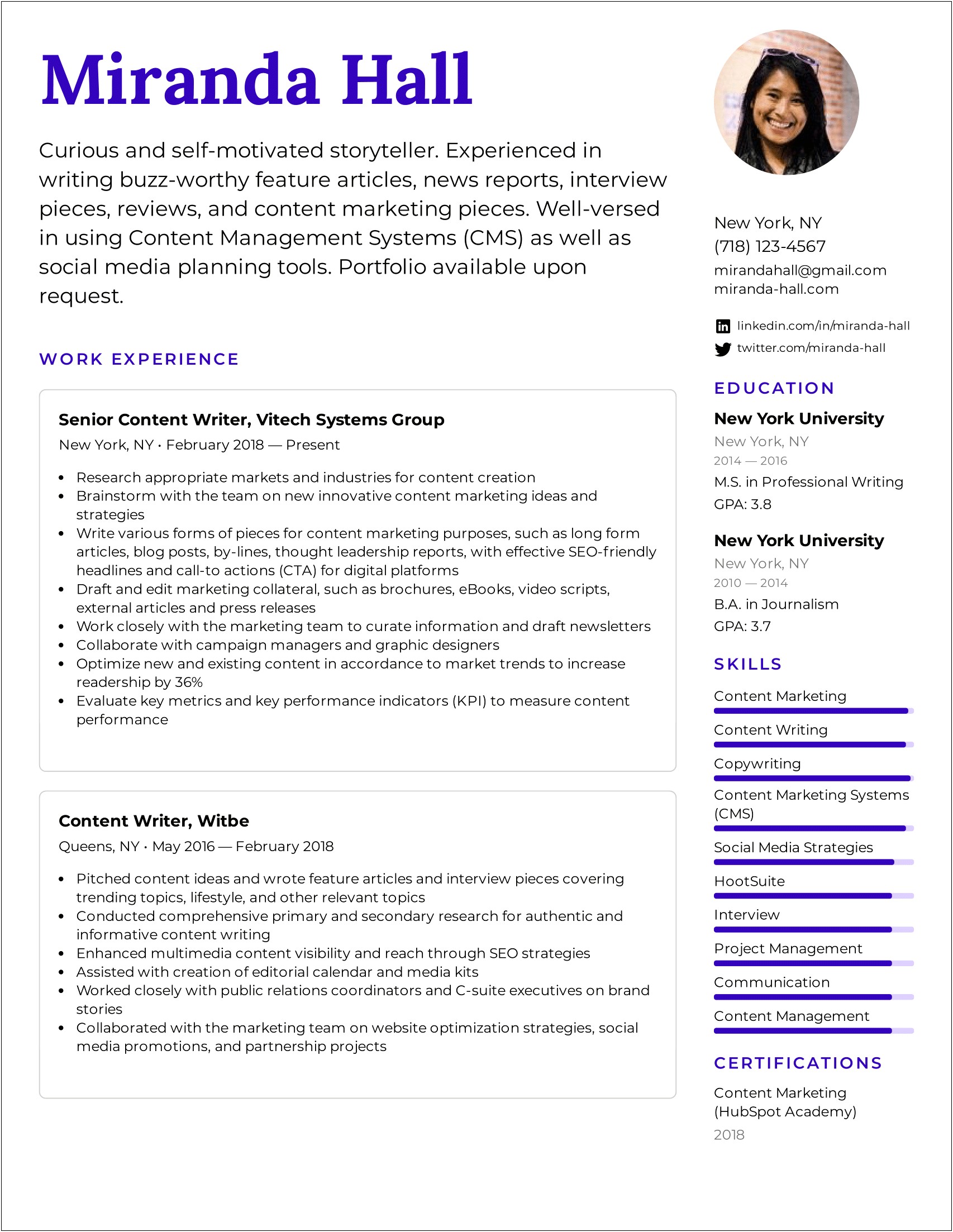 Best Resume Templates For Copywriters