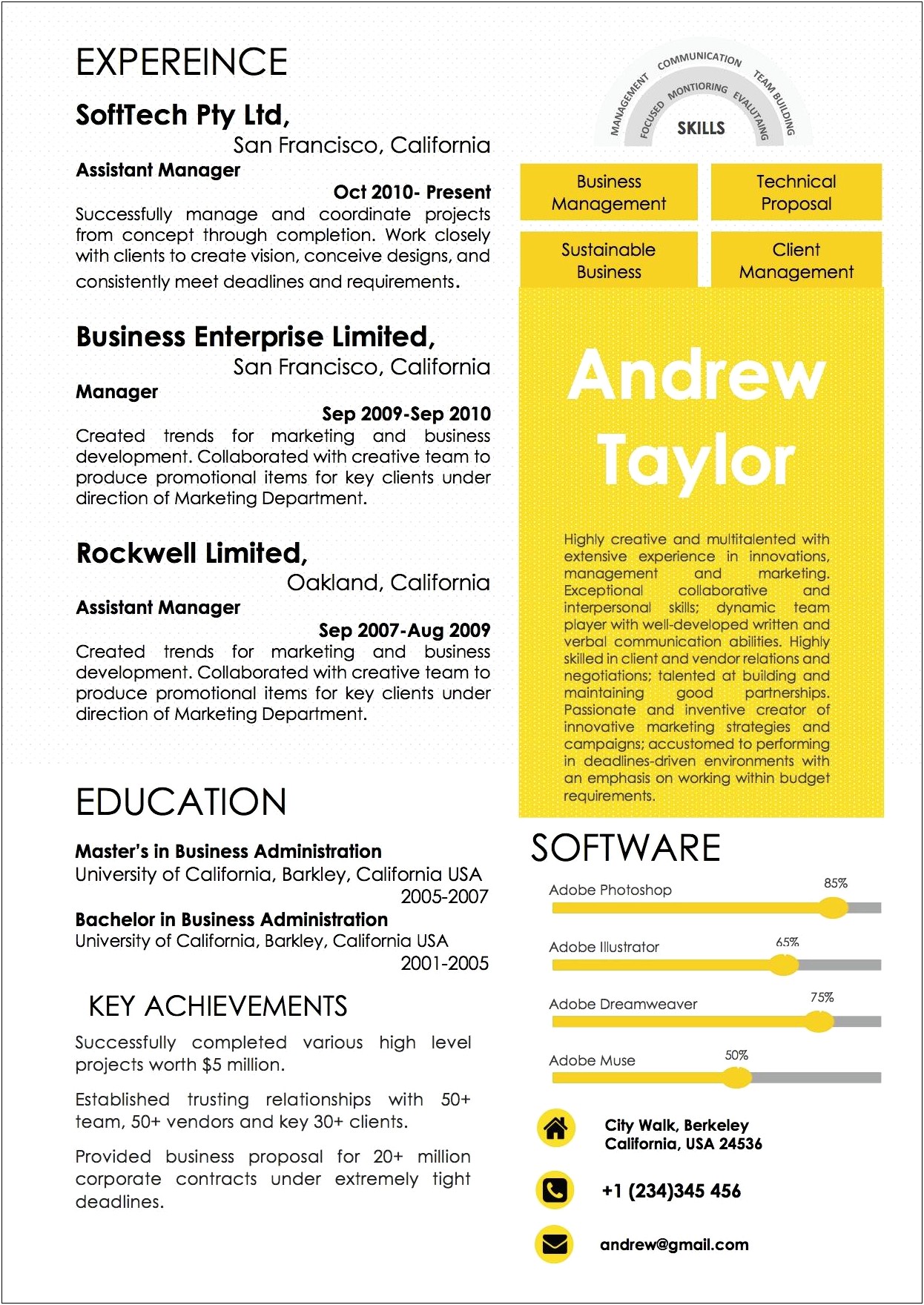 Best Resume Templates On Adobe Muse