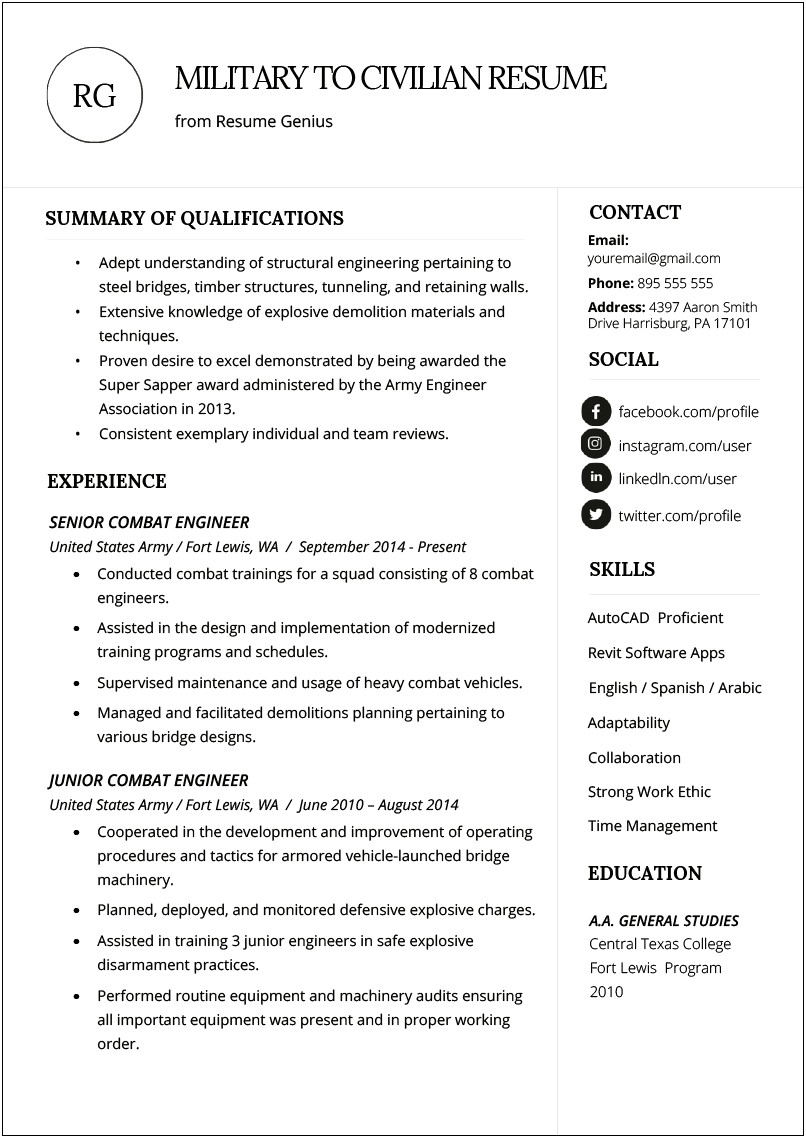 Best Resumes For The Military