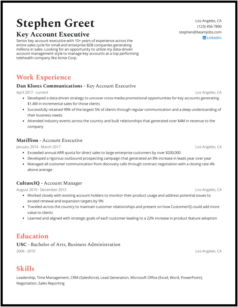 Best Sales Account Manager Resume