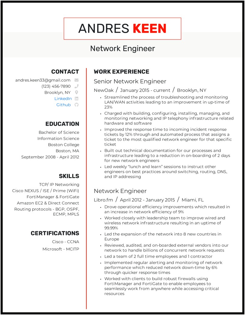 Best Sample Resume Format For Engineers