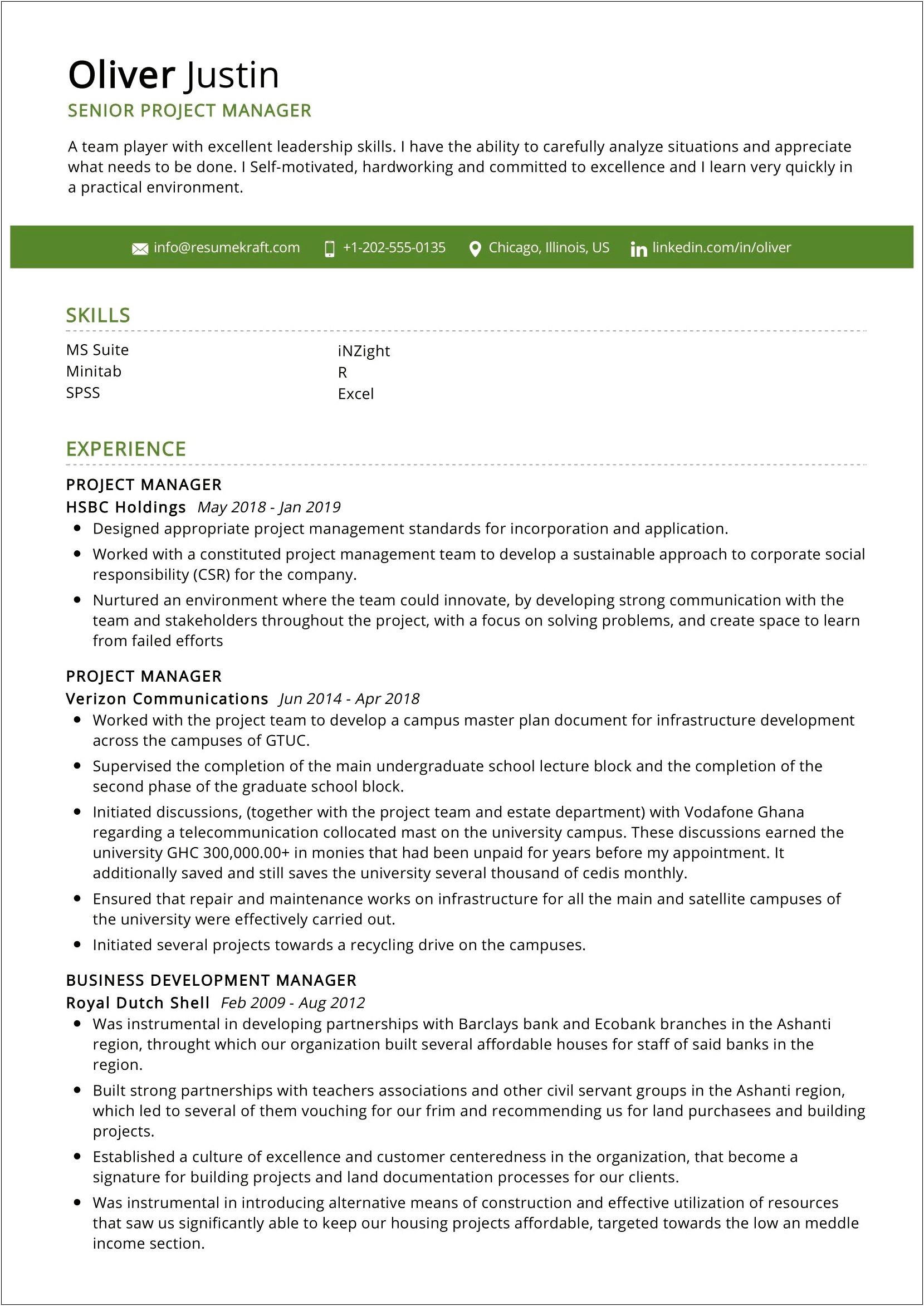 Best Senior Project Manager Resume