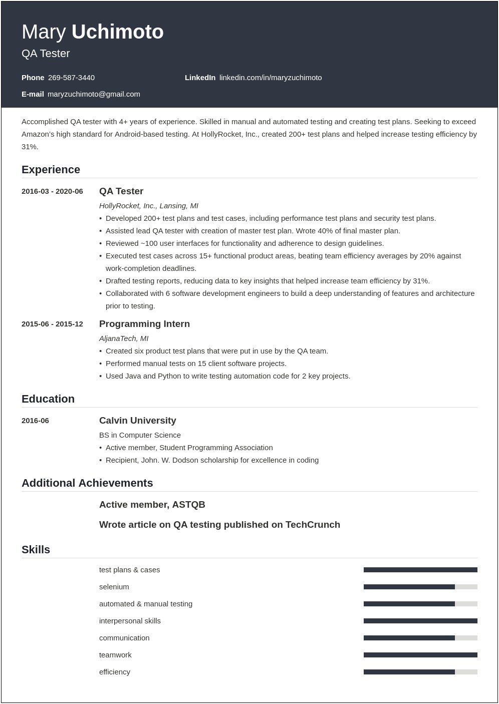 Best Software Testing Resumes Examples