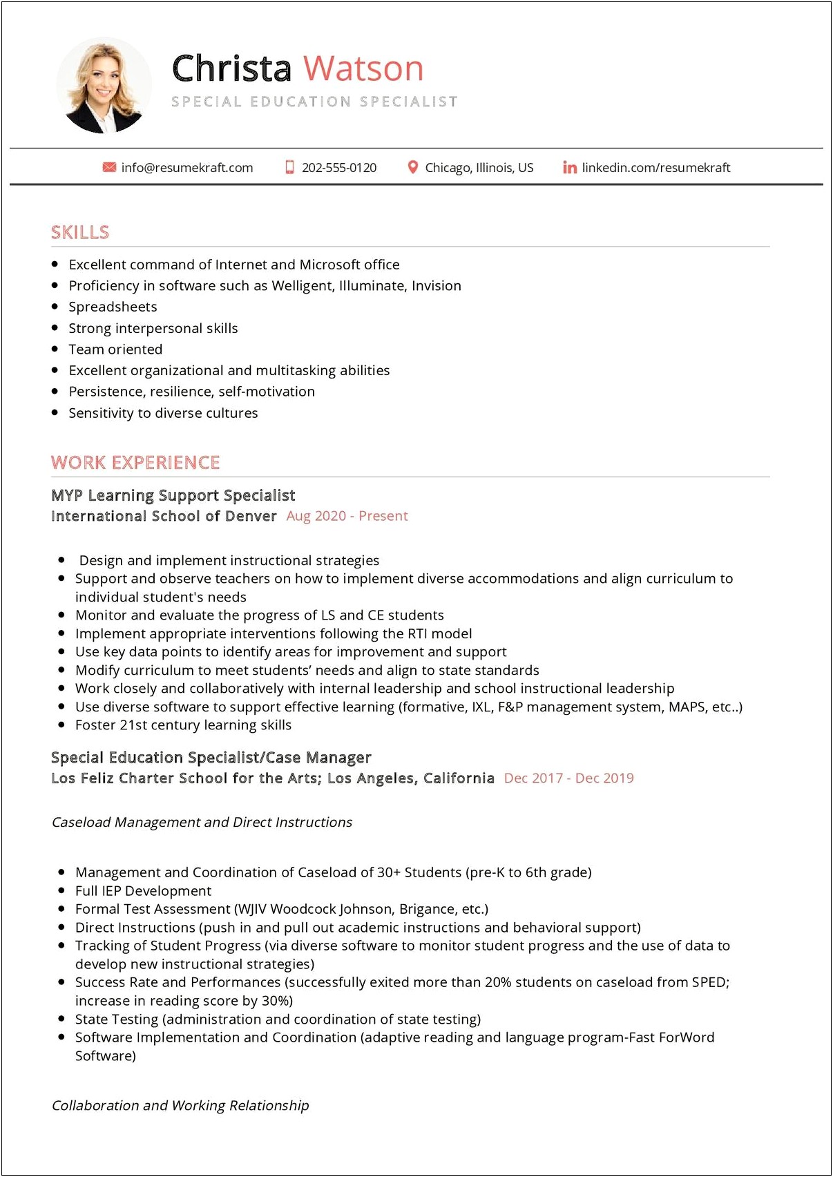 Best Special Education Paraprofessional Resume