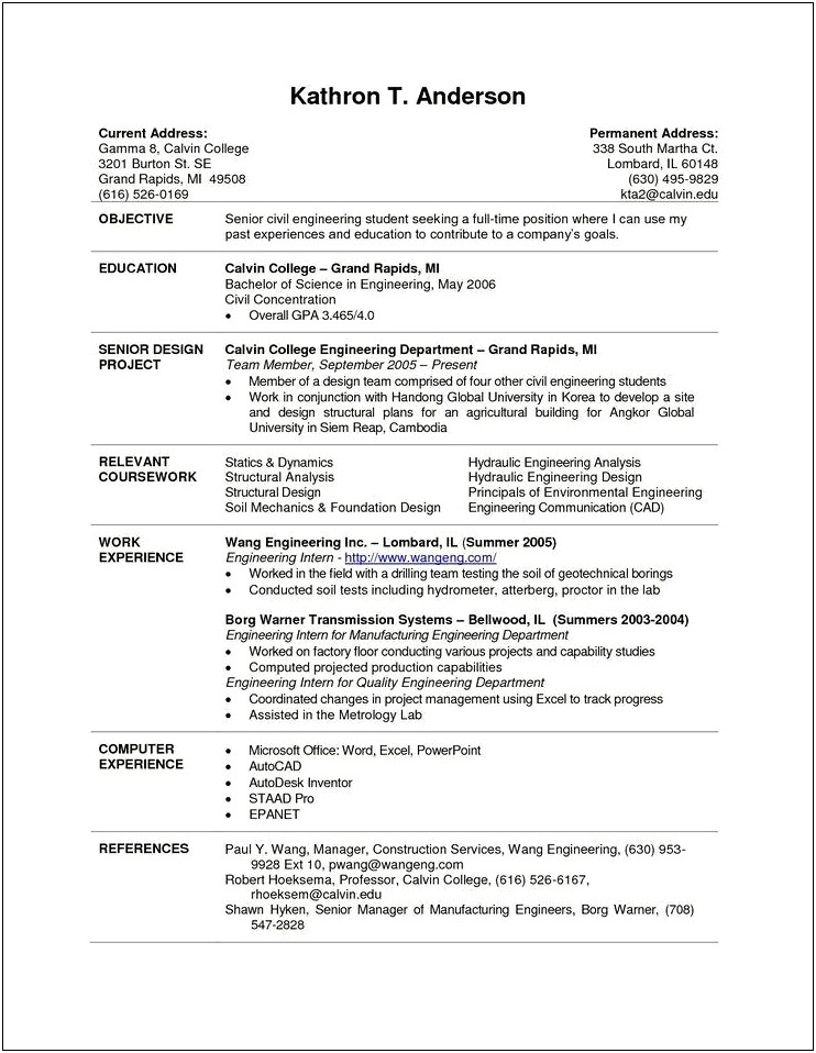 Best Type Of Resume For A College Student