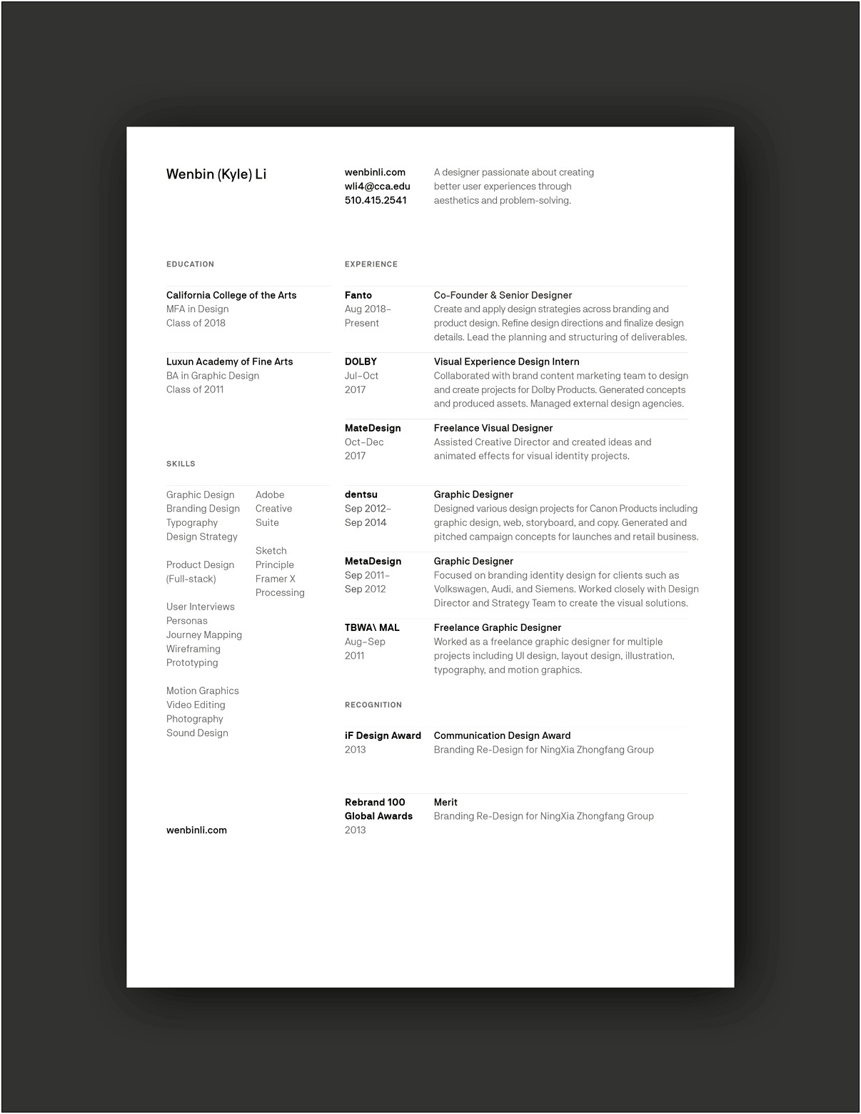 Best Typefaces For Designer Resume